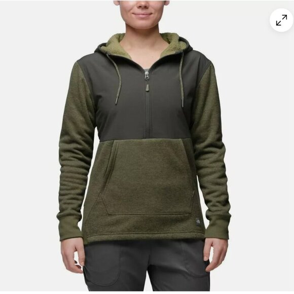 North Face Women’s Tech Sherpa Pullover Olive Green Size Medium - Picture 2 of 10